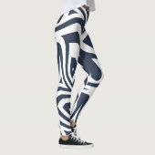 Blauw Wit Abstract Zebra Print Vrouwen Leggings (Rechts)