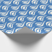 Blauw-wit Abstracte kaarsvlammen Cadeaupapier (Hoek)