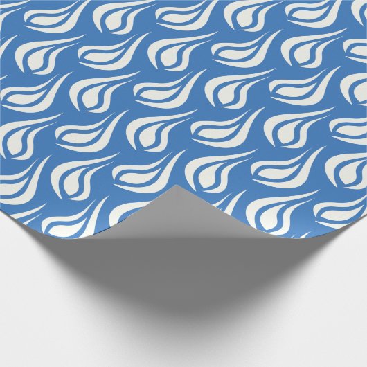 Blauw-wit Abstracte kaarsvlammen Cadeaupapier (Hoek)