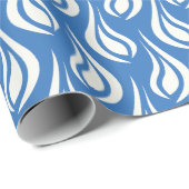 Blauw-wit Abstracte kaarsvlammen Cadeaupapier (Rol Hoek)
