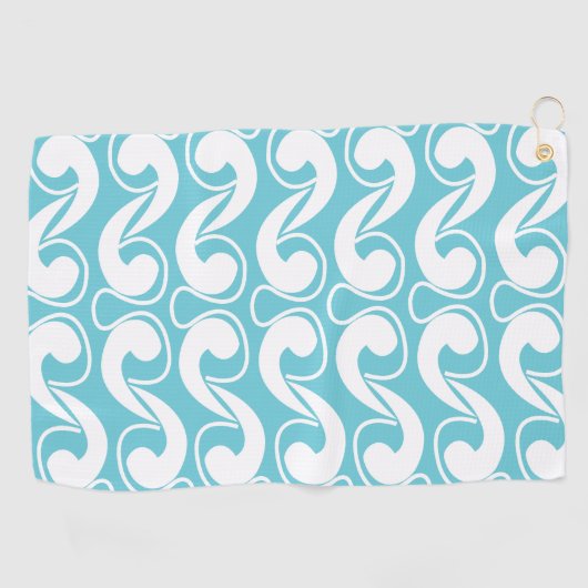 Blauw wit Abstracte kunst Golfhanddoek (Horizontaal)