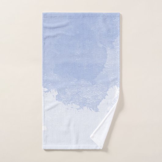 Blauw wit abstracte waterverf splash kust bad handdoek (Handdoek)