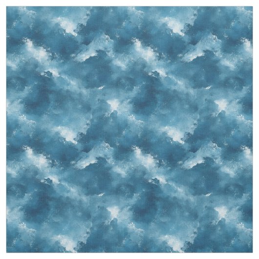 Blauw-wit Abstracte Waterverf Stof (Swatch)