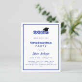 Blauw wit afstudeerfeest 2025 uitnodiging (Staand voorkant)