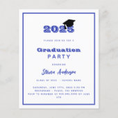 Blauw wit afstudeerfeest 2025 uitnodiging (Voorkant)