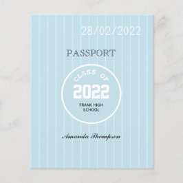 Blauw & Wit Afstudeerpasfoto Paspoort Uitnodiging Flyer