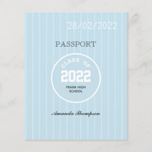 Blauw & Wit Afstudeerpasfoto Paspoort Uitnodiging Flyer