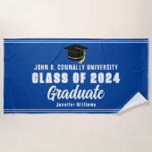 Blauw Wit Afstuderen 2024 Afstuderen Keepsake Strandlaken (Voorkant)