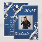 Blauw Wit Afstuderen 2025 Kaart (Voorkant / Achterkant)