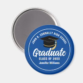 Blauw Wit Afstuderen Custom 2025 Graduation Party Magneet (Voorkant / Achterkant)