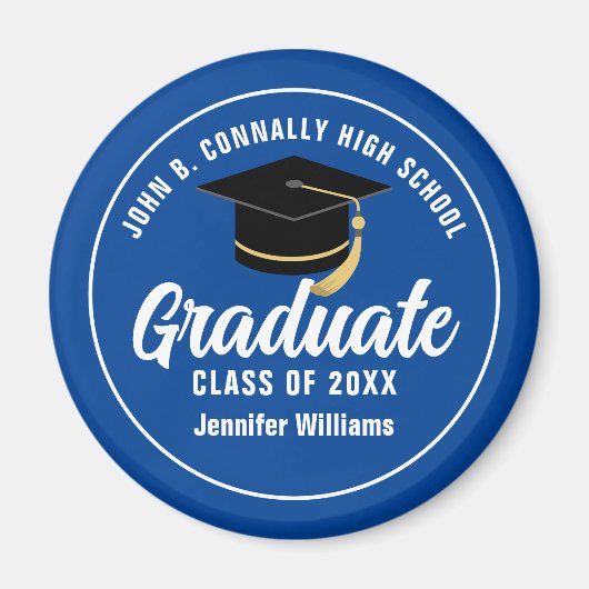Blauw Wit Afstuderen Custom 2025 Graduation Party Magneet (Voorkant)