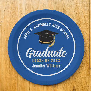 Blauw Wit Afstuderen Custom 2025 Graduation Party Papieren Bordje