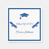 Blauw-wit Afstuderen Custom Paper Servet (Voorkant)