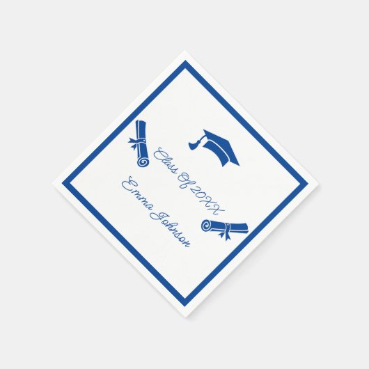 Blauw-wit Afstuderen Custom Paper Servet (Hoek)
