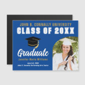 Blauw Wit Afstuderen Foto Afstuderen Magnet Kaart (Voorkant / Achterkant)