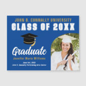 Blauw Wit Afstuderen Foto Afstuderen Magnet Kaart (Voorkant)