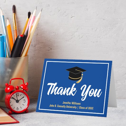 Blauw Wit Afstuderen gepersonaliseerd Afstuderen Bedankkaart