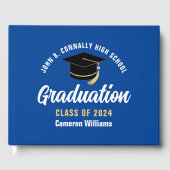 Blauw Wit Afstuderen Graduation Party Gastenboek (Voorkant)
