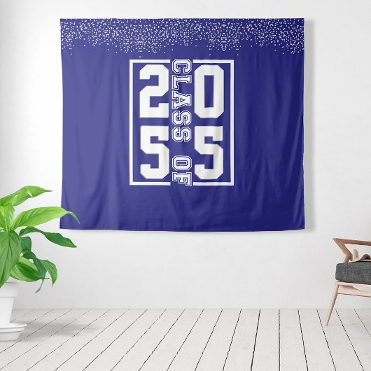 Blauw Wit Afstuderen Klasse van Sportieve Typograf Wandkleed