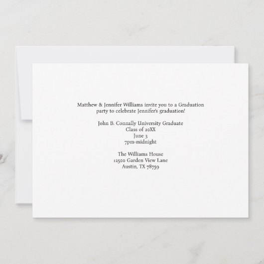 Blauw Wit Afstuderen Vetgedrukte Afstuderen Fotobo Aankondiging (Achterkant)