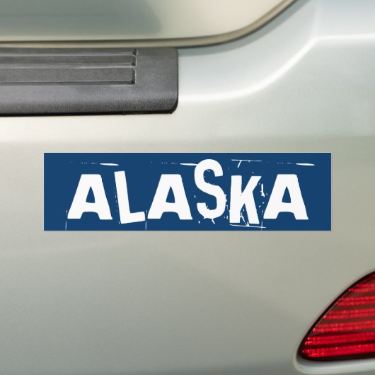 Blauw-wit Alaska Typografie Bumpersticker (Op auto)