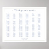 Blauw & Wit Alfabet Bruiloft Zetel Grafiek Poster (Voorkant)
