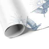 Blauw & Wit  Amerikaanse Vlaggen w/Shining Star Cadeaupapier (Rol Hoek)