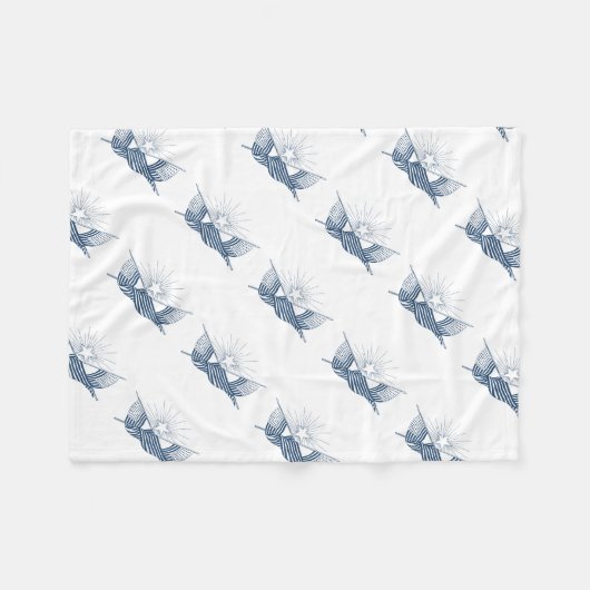 Blauw & Wit  Amerikaanse Vlaggen w/Shining Star Fleece Deken (Voorkant (Horizontaal))