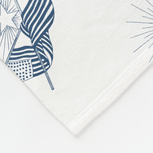 Blauw & Wit Amerikaanse Vlaggen w/Shining Star Fleece Deken (Hoek)