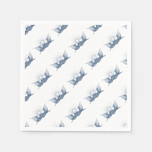 Blauw & Wit  Amerikaanse Vlaggen w/Shining Star Servet (Voorkant)