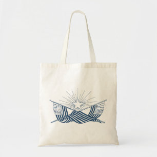 Blauw & Wit Amerikaanse Vlaggen w/Shining Star Tote Bag