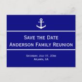 Blauw-Wit Anker Familie Reünie Save The Date Aankondigingskaart (Voorkant)