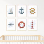Blauw wit anker Nautical Ocean Thema Poster