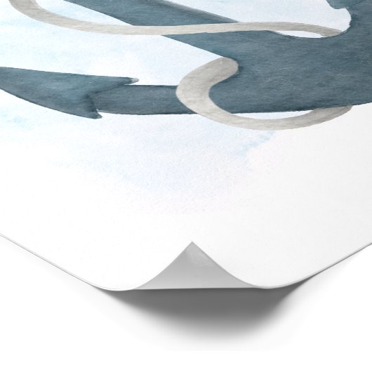 Blauw wit anker Nautical Ocean Thema Poster (Hoek)