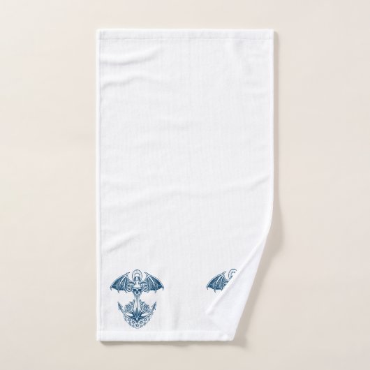 Blauw-wit anker van een zeilboot bad handdoek (Handdoek)