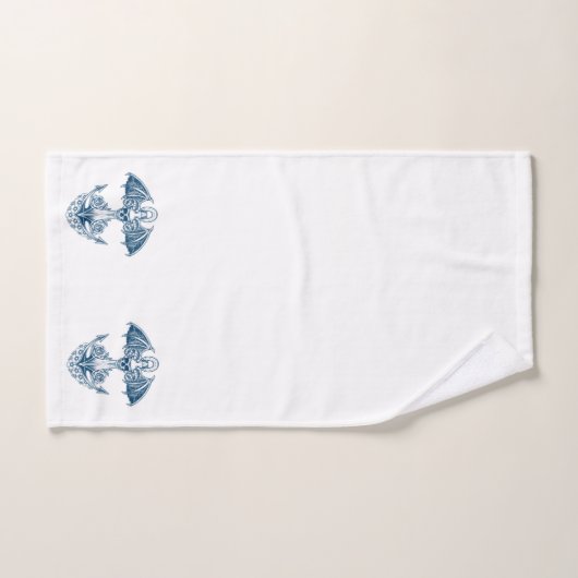 Blauw-wit anker van een zeilboot bad handdoek (Handdoek)