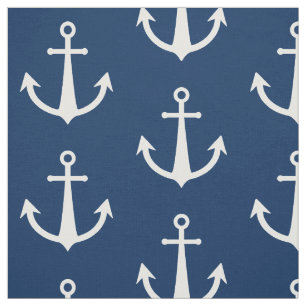 Blauw-wit ankersymbool met patroon stof