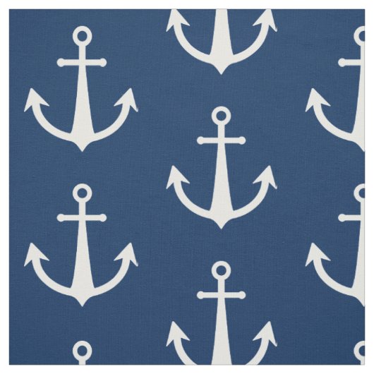 Blauw-wit ankersymbool met patroon stof (Swatch)