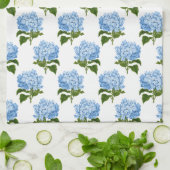 Blauw Wit Antiek Hydrangea Illustratiepatroon Theedoek (Gevouwen)