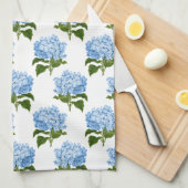 Blauw Wit Antiek Hydrangea Illustratiepatroon Theedoek (Quarter Fold)
