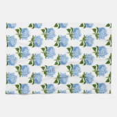 Blauw Wit Antiek Hydrangea Illustratiepatroon Theedoek (Horizontaal)