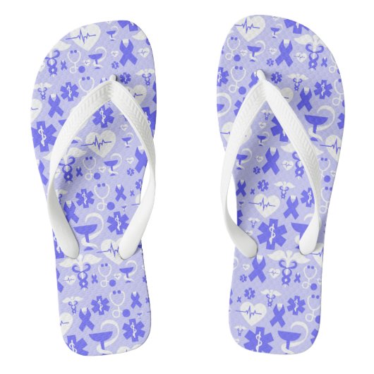 Blauw-wit apotheekelement patroon teenslippers (Voetbed)