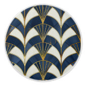 Blauw-wit Art Deco Patroon Keramische Knop (Voorkant)