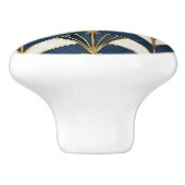 Blauw-wit Art Deco Patroon Keramische Knop (Zijkant)