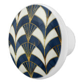 Blauw-wit Art Deco Patroon Keramische Knop (Rechts)