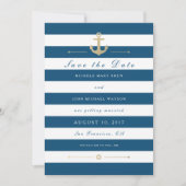 Blauw wit, automatisch opslaan Datum platte fotoka Save The Date (Voorkant)