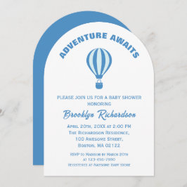 Blauw-wit avontuur wacht op Baby shower Kaart