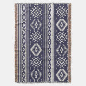 Blauw wit Aztec patroon gooien deken (Voorkant Verticaal)