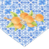 Blauw & Wit Azulejo Tegels met Sinaasappels Tafelkleed (Gekanteld)