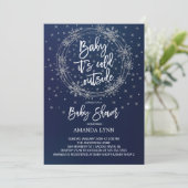 Blauw & Wit Baby Het is koud buiten Baby shower Kaart (Staand voorkant)